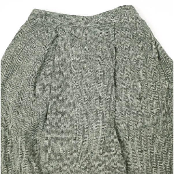 FWK by ENGINEERED GARMENTS エンジニアードガーメンツ Tuck Skirt - Wool HB ウールヘリンボーンタックスカート １ GRAY ボタン フレア |  | 04
