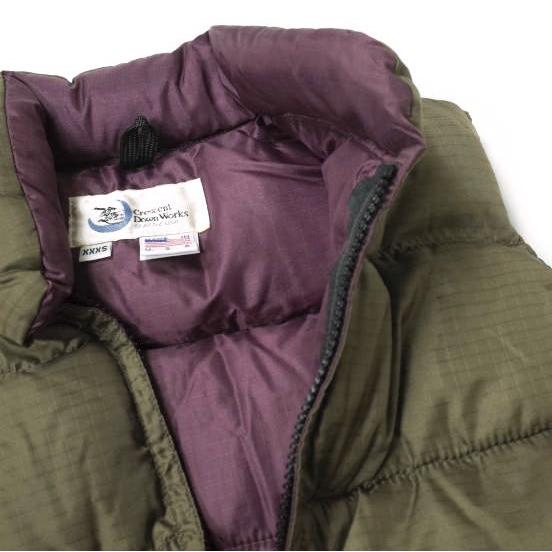 Crescent Down Works クレセントダウンワークス リップストップナイロン ダウンベスト XXXS BROWN KHAKI/PURPLE MADE IN USA g13883 |  | 06