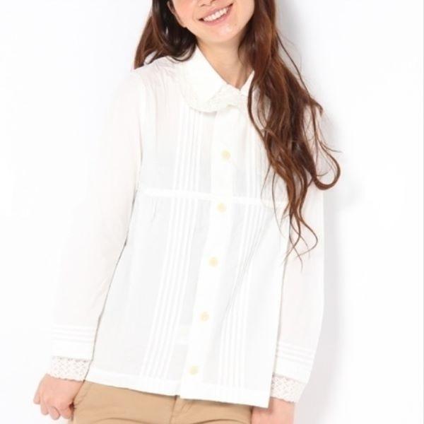 BEAMS BOY ビームスボーイ ラウンドカラーレースブラウス O.BRD丸襟Pタックレース 13-11-0037-867 ONE SIZE WHITE 長袖 プリーツ シャツ |  | 02