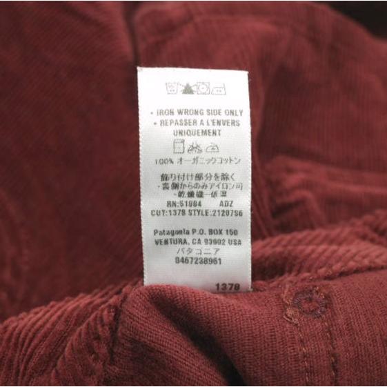 PATAGONIA パタゴニア 2006年製 rhythm Corduroy Shorts リズム コーデュロイショーツ 21207 WOMEN'S 8 ADZ バーガンディ ショートパンツ |  | 07
