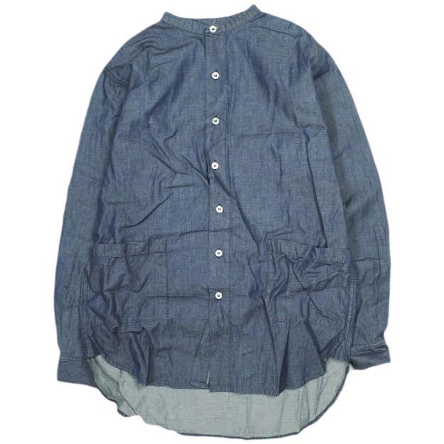 Yarmo ヤーモ イギリス製 BAND COLLAR SHIRTS ダンガリーバンドカラーシャツ YAR-15AW S1 S Indigo 長袖 トップス g13996 | 