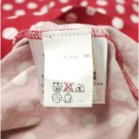 marimekko マリメッコ フィンランド製 ポルカドットヘンリーネックカットソー 52631-18363 150 レッド 長袖 ロングスリーブTシャツ g14002 |  | 06