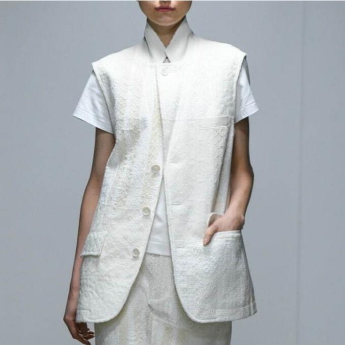 tao COMME des GARCONS タオ コムデギャルソン 22SS レースMIX ニードル加工ベスト TI-V002 M ホワイト ジャケット 定価132,000円 g14121 |  | 02