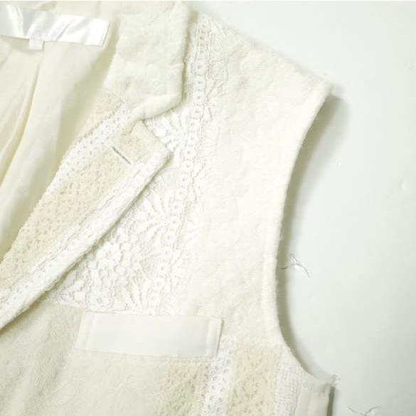 tao COMME des GARCONS タオ コムデギャルソン 22SS レースMIX ニードル加工ベスト TI-V002 M ホワイト ジャケット 定価132,000円 g14121 |  | 04