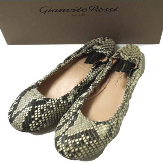 Gianvito Rossi ジャンヴィトロッシ イタリア製 AUDREY パイソンレザー バレエシューズ G21785 36(23cm) PITONE WILD ROCK シューズ g14320 | 