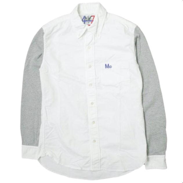 MARK MCNAIRY x 417 by EDIFICE マークマクナイリー エディフィス 別注 袖切り替え オックスフォードBDシャツ S ホワイト/グレー g14368 | 