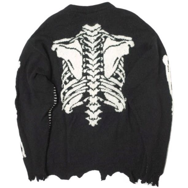 SAINT MICHAEL x VLONE セントマイケル ヴィーロン 22AW BONE KNIT ダメージ加工 ボーンニット SM-A22-0000-094 XL BLACK Mxxxxxx g14579 |  | 01