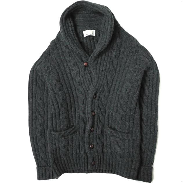 WILLIAM LOCKIE x BEAMS PLUS ウィリアムロッキー 20AW STEWART SHAWL CABLE ケーブルショールカラーカーディガン 11-15-1137-048 S g14774 | 