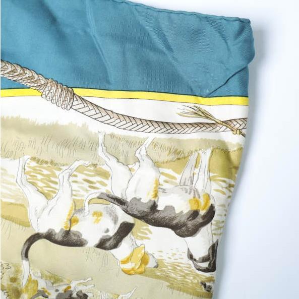 HERMES エルメス カレ90 MEUTES ヴィンテージ 猟犬 シルクスカーフ BLUE 馬柄 総柄 g14807 |  | 06