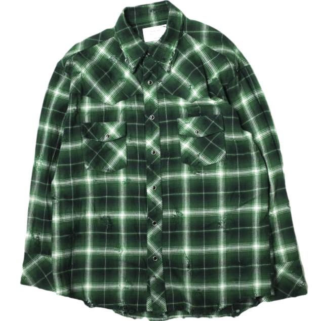 Rafu ラフ 23SS 日本製 Western shirt ダメージ加工チェック Rafu ラフ 23SS 日本製 Western shirt ダメージ加工チェック