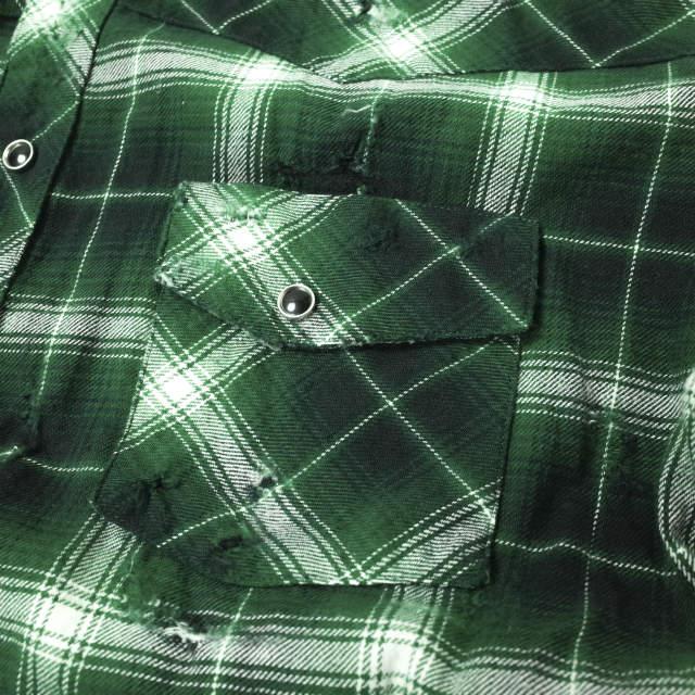 Rafu ラフ 23SS 日本製 Western shirt ダメージ加工チェック Rafu ラフ 23SS 日本製 Western shirt ダメージ加工チェック