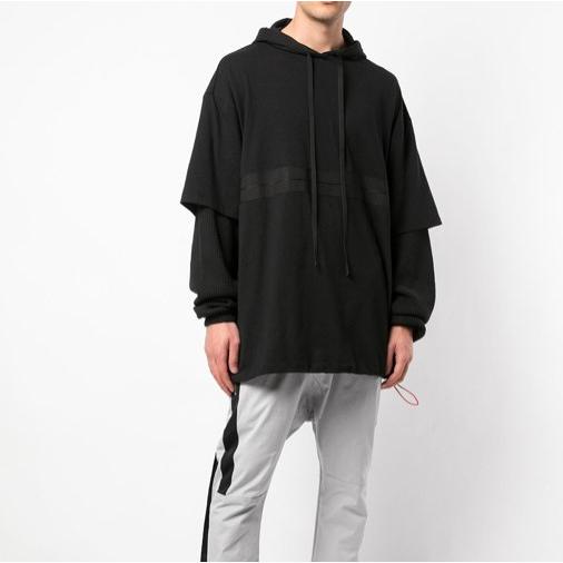 UNRAVEL PROJECT アンレーベルプロジェクト JERSEY DRAWSTRING HOODIE ワッフルレイヤード プルオーバーパーカー S ブラック BEN TAVERNITI |  | 02