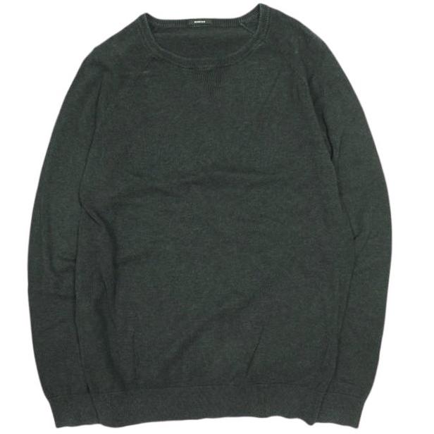 DENHAM デンハム Vガゼット付き ハイゲージコットン ラグランクルーネックニット 01-16-07-53-001 S グレー セーター プルオーバー | 