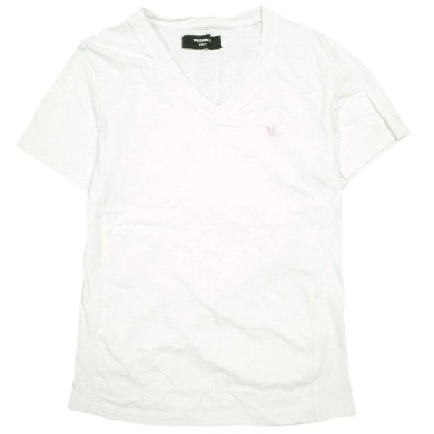 1piu1uguale3 RELAX ウノピゥウノウグァーレトレ リラックス 折り鶴ワンポイント刺繍 VネックTシャツ M ホワイト 半袖 トップス g15189 | 