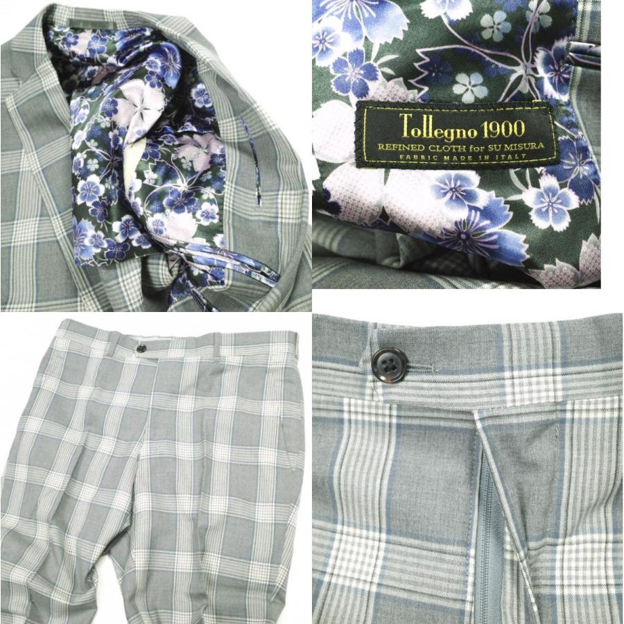 Tollegno 1900 トレーニョ グレンチェックスーツ 春夏モデル オーダーサイズ(M程度) グレー セットアップ ジャケット＆スラックス g15207 |  | 08
