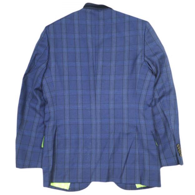 Tollegno 1900 トレーニョ グレンチェック3ピーススーツ 通年モデル オーダーサイズ ネイビー セットアップ ジャケット＆ジレ＆スラックス |  | 02
