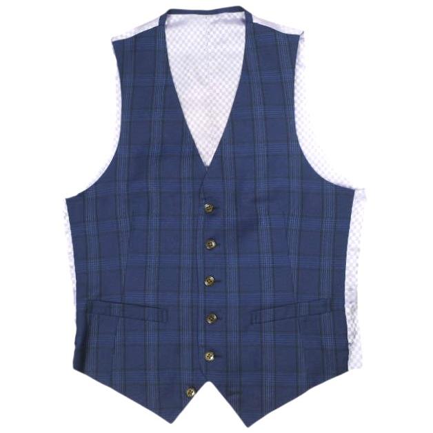 Tollegno 1900 トレーニョ グレンチェック3ピーススーツ 通年モデル オーダーサイズ ネイビー セットアップ ジャケット＆ジレ＆スラックス |  | 03