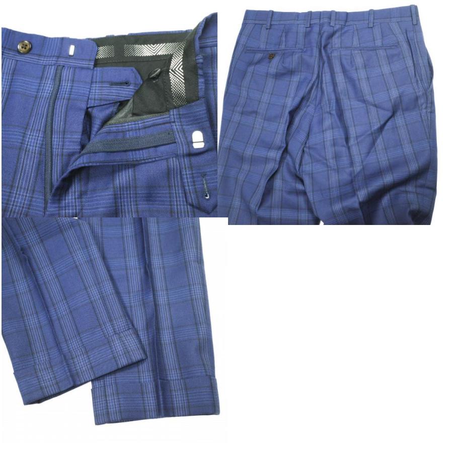 Tollegno 1900 トレーニョ グレンチェック3ピーススーツ 通年モデル オーダーサイズ ネイビー セットアップ ジャケット＆ジレ＆スラックス |  | 09