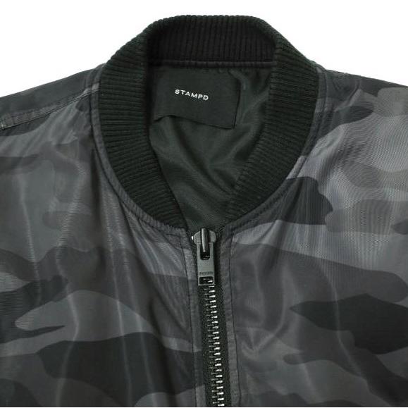 STAMPD スタンプド Camouflage Tech Zip Bomber Jacket カモフラージュボンバージャケット L Black Camo MA-1 フライト 中綿 g15231 |  | 03