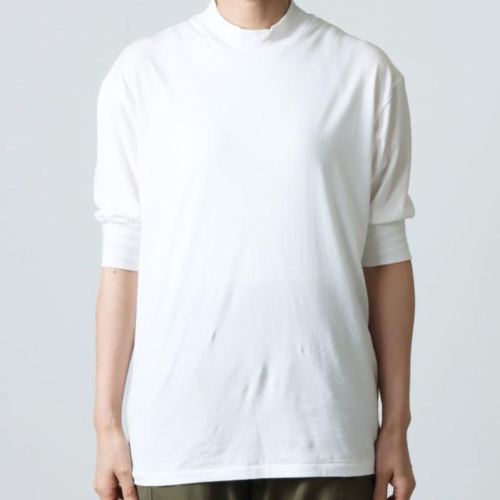 ALWEL オルウェル 日本製 MOCK NECK H/SLV T モックネックハーフスリーブTシャツ DM-17 M ホワイト 五分袖 カットソー トップス g15291｜looponline｜03