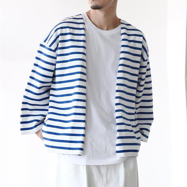 BEAMS ビームス 22SS カットオフカーディガン 11-03-0140-458 S WHITE/BLUE ボーダー トップス g15520 |  | 02