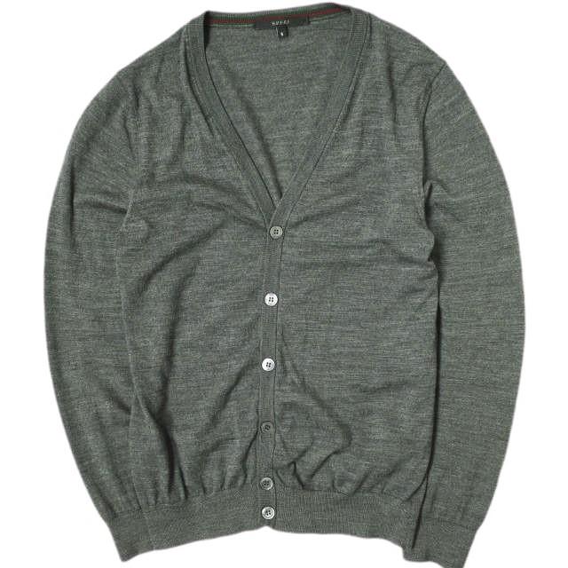 GUCCI グッチ イタリア製 シェリーライン ハイゲージウールVネックカーディガン 232191 Z2954 S グレー ニット トップス g15653 | 