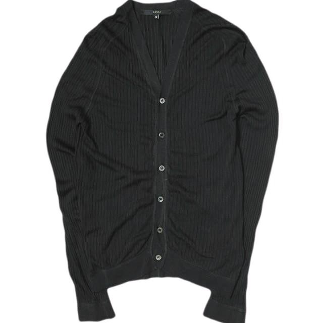 GUCCI グッチ イタリア製 リブ編みシルクVネックカーディガン 236290 Z6396 M ブラック ハイゲージ ニット トップス g15654 | 