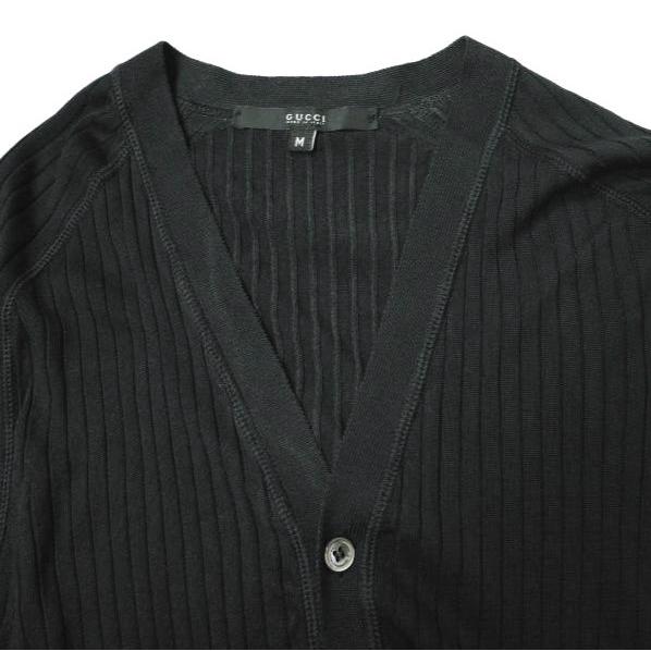 GUCCI グッチ イタリア製 リブ編みシルクVネックカーディガン 236290 Z6396 M ブラック ハイゲージ ニット トップス g15654 |  | 03