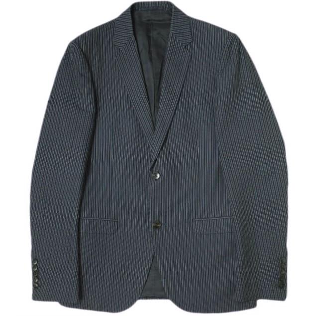 GUCCI グッチ コットンウールストライプ2Bジャケット 18V5F0 46R NAVY テーラード アウター g15655 | 