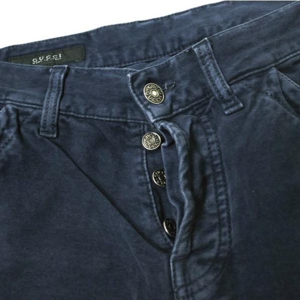 GUCCI グッチ イタリア製 サイドラインモールスキンパンツ 300236 XZ758 44 ネイビー スリムテーパード 5ポケット ボトムス g15658 |  | 04