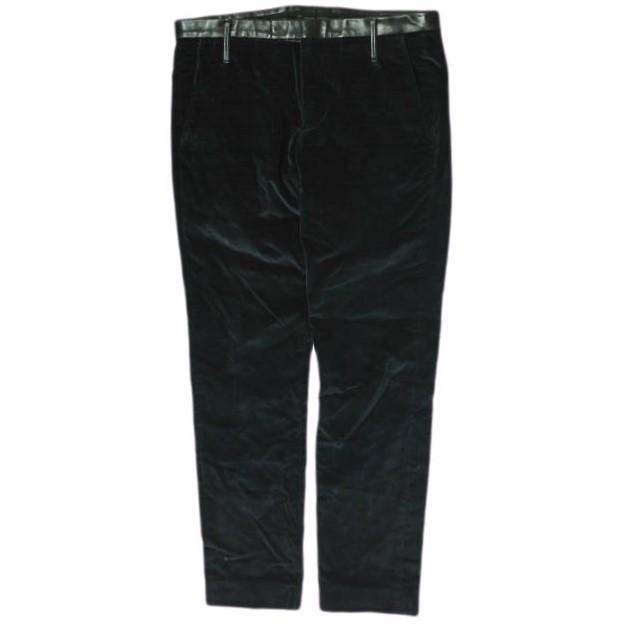 GUCCI グッチ イタリア製 レザーコンビ スリムベロアパンツ 352985 Z4716 46 ネイビー/ブラック ベルベット ボトムス g15659 | 