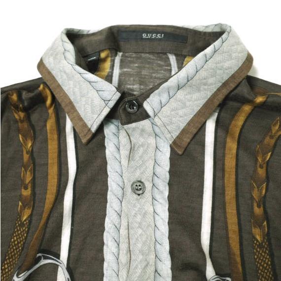 GUCCI グッチ イタリア製 2010年製 ホースビット柄 コットンシルクショートスリーブシャツ 259173 Z7720 40(15 3/4) ブラウン 半袖 g15684 |  | 03