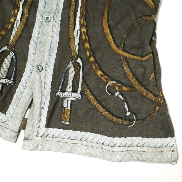 GUCCI グッチ イタリア製 2010年製 ホースビット柄 コットンシルクショートスリーブシャツ 259173 Z7720 40(15 3/4) ブラウン 半袖 g15684 |  | 04