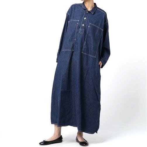 orslow x BEAMS BOY オアスロウ ビームスボーイ 別注 日本製 パッチワークシャツワンピース ONE SIZE インディゴ デニム マキシ g15768 |  | 02
