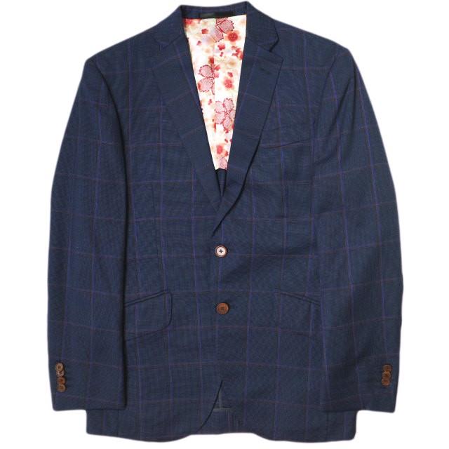 BIELLESI ビエレッシ チェック2Bジャケット ＆ ノープリーツスラックス オーダーサイズ(S程度) ネイビー スーツ セットアップ g15797 |  | 01