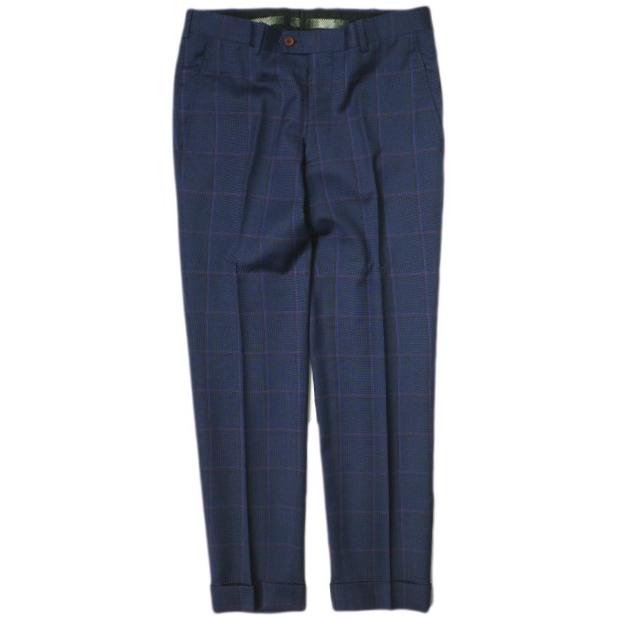 BIELLESI ビエレッシ チェック2Bジャケット ＆ ノープリーツスラックス オーダーサイズ(S程度) ネイビー スーツ セットアップ g15797 |  | 03