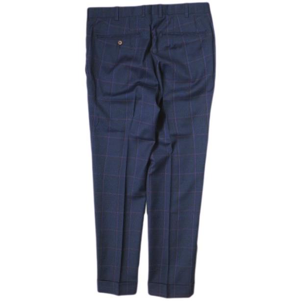 BIELLESI ビエレッシ チェック2Bジャケット ＆ ノープリーツスラックス オーダーサイズ(S程度) ネイビー スーツ セットアップ g15797 |  | 04