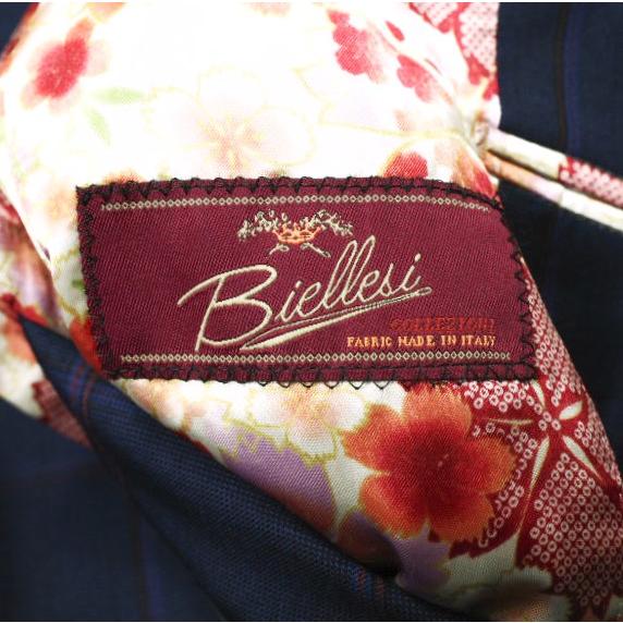 BIELLESI ビエレッシ チェック2Bジャケット ＆ ノープリーツスラックス オーダーサイズ(S程度) ネイビー スーツ セットアップ g15797 |  | 05