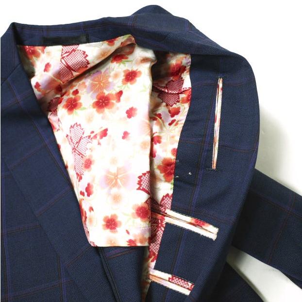 BIELLESI ビエレッシ チェック2Bジャケット ＆ ノープリーツスラックス オーダーサイズ(S程度) ネイビー スーツ セットアップ g15797 |  | 07