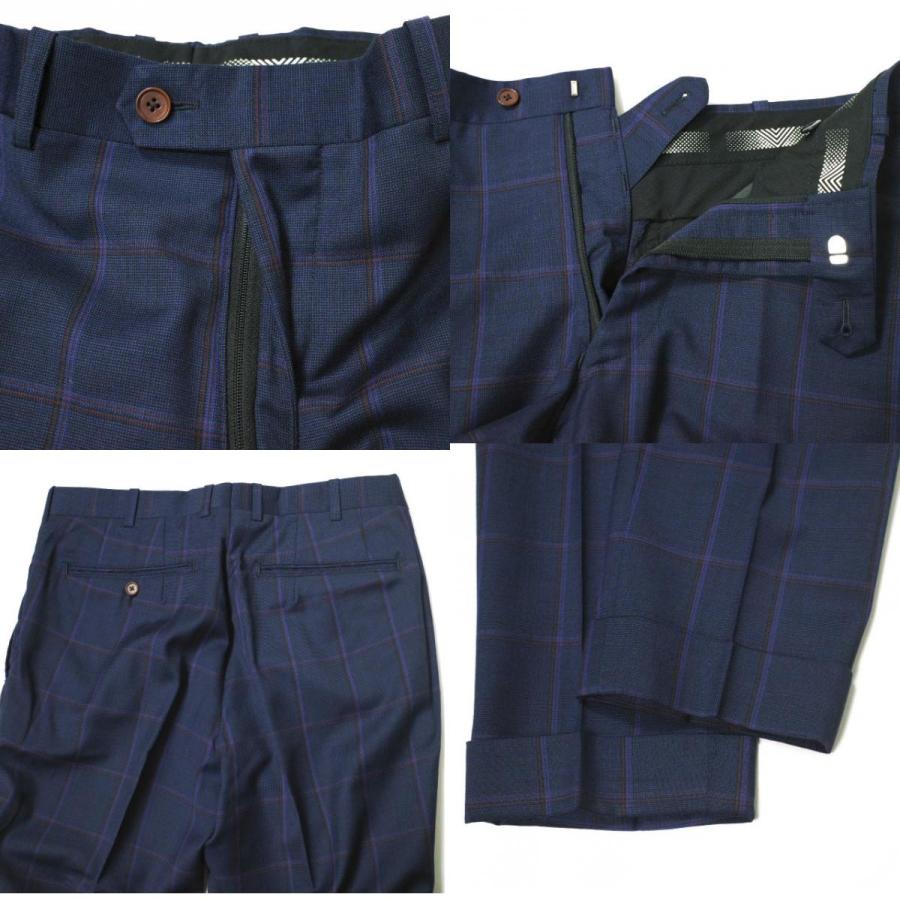 BIELLESI ビエレッシ チェック2Bジャケット ＆ ノープリーツスラックス オーダーサイズ(S程度) ネイビー スーツ セットアップ g15797 |  | 09