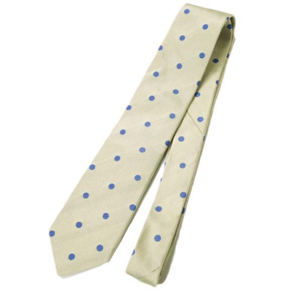 JOHN COMFORT ジョンコンフォート 日本製 ポルカドットシルクネクタイ ベージュ/ブルー 水玉 g15882 |  | 01