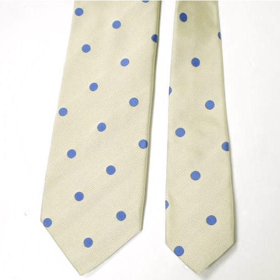 JOHN COMFORT ジョンコンフォート 日本製 ポルカドットシルクネクタイ ベージュ/ブルー 水玉 g15882 |  | 02
