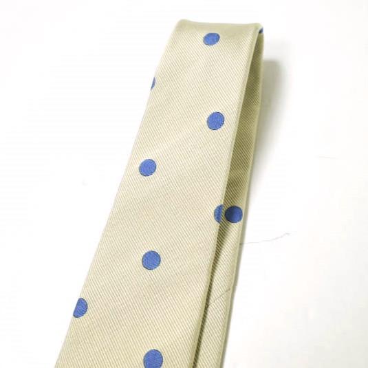 JOHN COMFORT ジョンコンフォート 日本製 ポルカドットシルクネクタイ ベージュ/ブルー 水玉 g15882 |  | 03