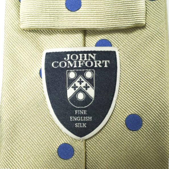 JOHN COMFORT ジョンコンフォート 日本製 ポルカドットシルクネクタイ ベージュ/ブルー 水玉 g15882 |  | 05