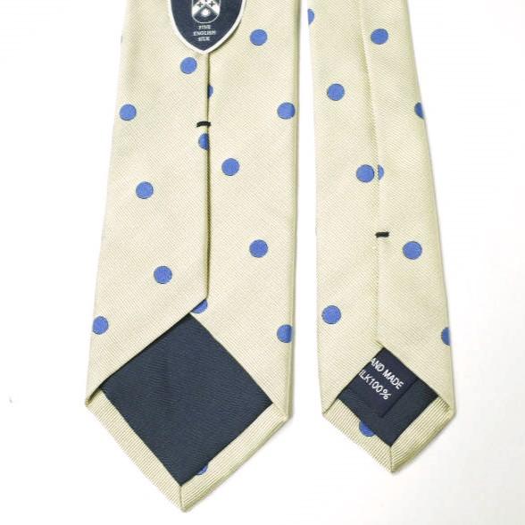JOHN COMFORT ジョンコンフォート 日本製 ポルカドットシルクネクタイ ベージュ/ブルー 水玉 g15882 |  | 06
