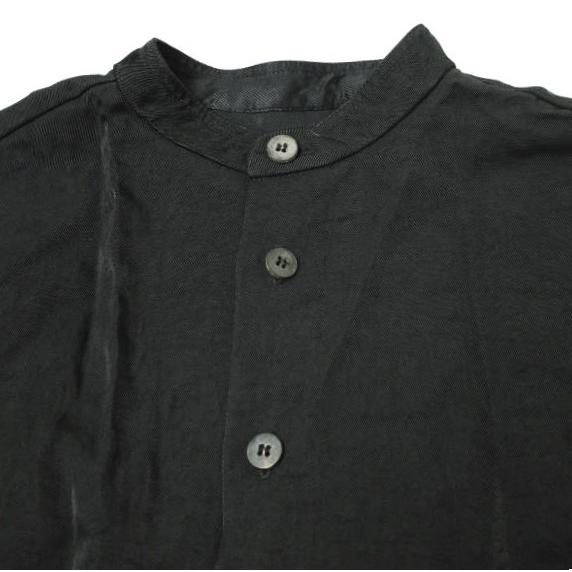 Omar Afridi オマールアフリディ 20AW イギリス製 OMAR SHIRT ナイロンツイル オマールシャツ S BLACK ロング丈ノーカラー ギャザー g15902 |  | 03