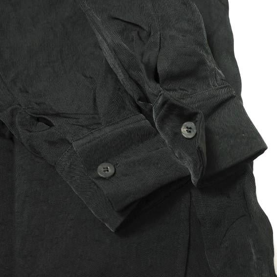Omar Afridi オマールアフリディ 20AW イギリス製 OMAR SHIRT ナイロンツイル オマールシャツ S BLACK ロング丈ノーカラー ギャザー g15902 |  | 04