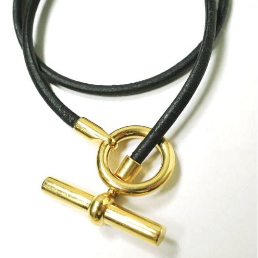HERMES エルメス マキシ グレナン レザーダブルブレスレット BLACK/GOLD 2連 アクセサリー g16061 |  | 03