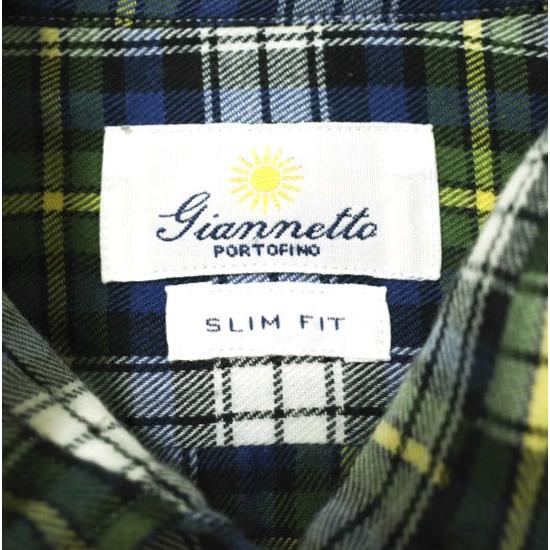 giannetto ジャンネット イタリア製 SLIM FIT チェックワイドカラーシャツ S GREEN 長袖 ホリゾンタルカラー トップス g16070 |  | 02