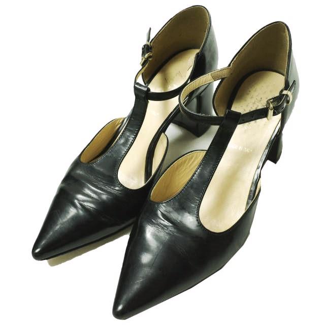 K.Spin ケースピン イタリア製 Tストラップチャンキーヒールパンプス